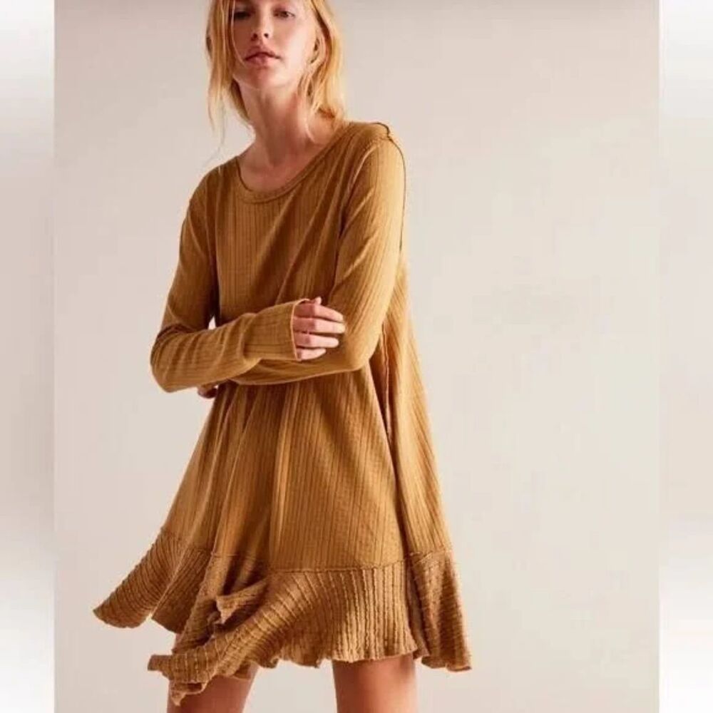 We The Free Tate Pointelle Tunic Women's M Topaz Drapey Relaxed Fit Boho